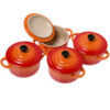 Le Creuset Stoneware Set of 4 Round Mini Cocotte 10cm 0.25L Flame