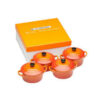 Le Creuset Stoneware Set of 4 Round Mini Cocotte 10cm 0.25L Flame - Image 2