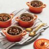 Le Creuset Stoneware Set of 4 Round Mini Cocotte 10cm 0.25L Flame - Image 3