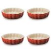 Le Creuset Stoneware Set of 4 Mini Flan Dishes 11cm 0.20L Cerise