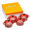 Le Creuset Stoneware Metallic Set of 4 Round Mini Cocotte 10cm Cerise - Image 3