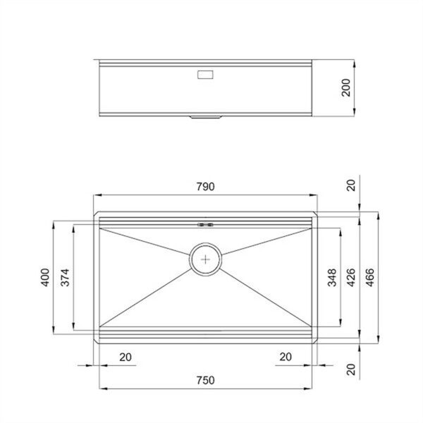 Foster Sink Milanello Copper UM S/Steel 79 x 46 cm 8100602 Black Grid Milanello - Image 2