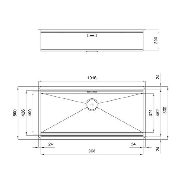 Foster Sink Milano UM S/Steel 101x 50 cm - Image 4