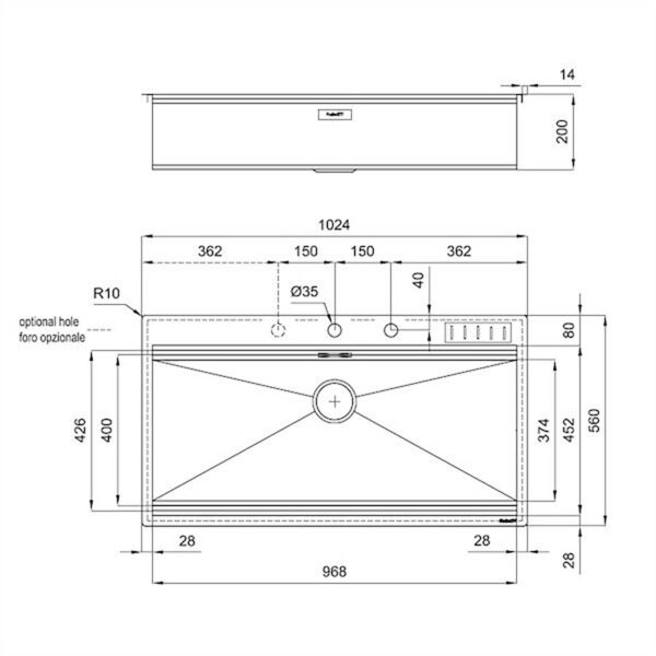 Foster Sink Milano S/Steel 124 X 56 cm - Image 4