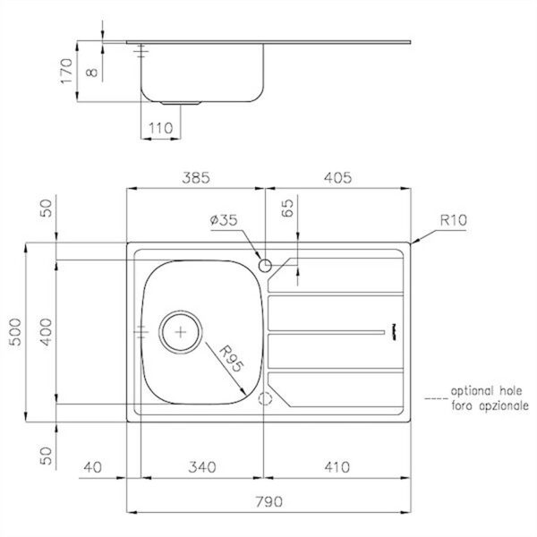 Foster Sink Kitchen S/Steel 79 x 50 cm - Image 2