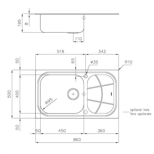 Foster Sink Big Bowl S/Steel 86 x 50 cm - Image 2