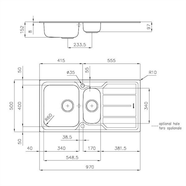 Foster Sink 1.5 Left Hand Bowl+DR - Image 2