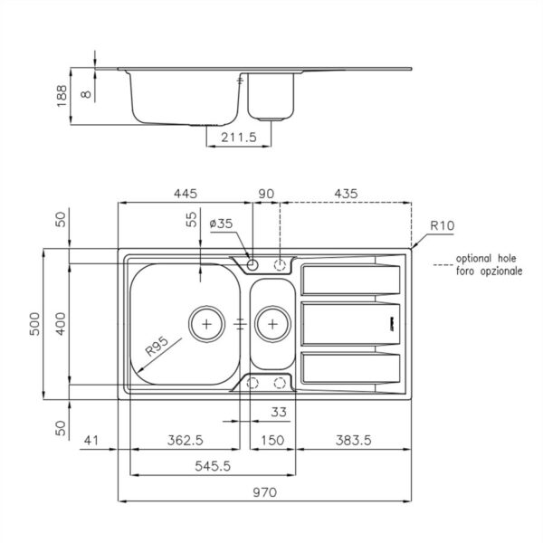 Foster Sink FM Marine St/St 97x50 - Image 2