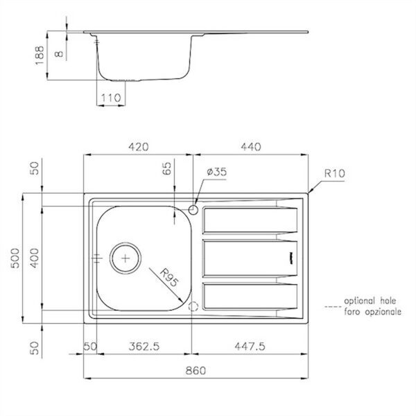 Foster Sink FM Marine St/St 86x50 - Image 2