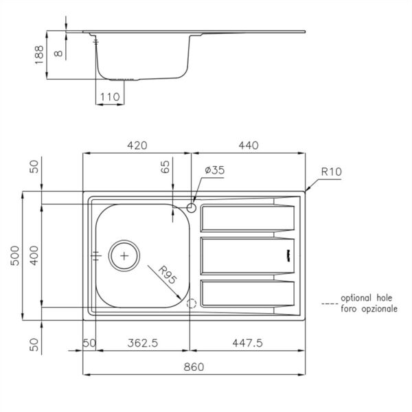 Foster Sink FM Marine St/St 86x50 - Image 2