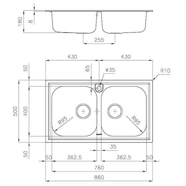 Foster Sink FM Marine St/St 86x50 - Image 2