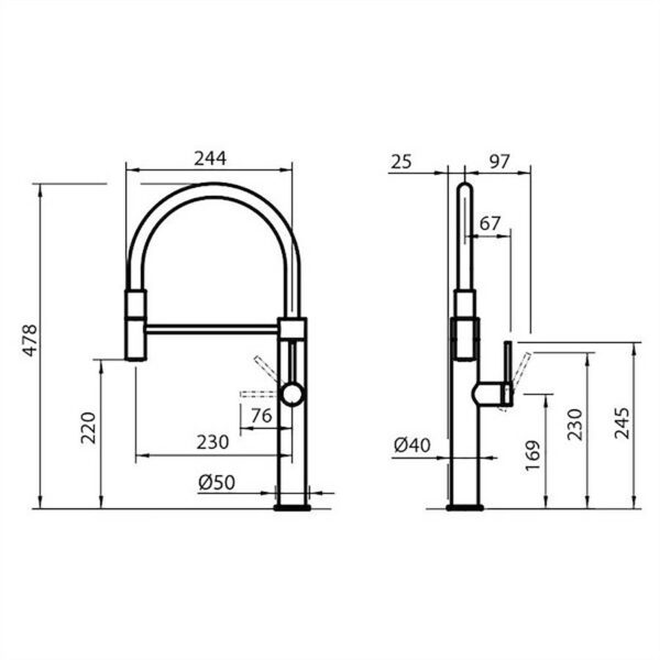 Foster Mixer Tap Flexible Head Skin Gold - Image 3