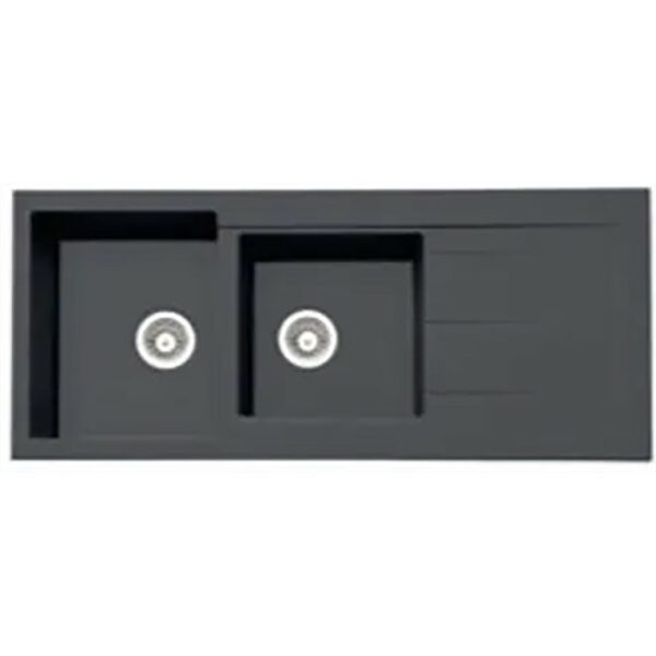 Asil 2 Bowl Sink Blk. Granite 116 x 50cm