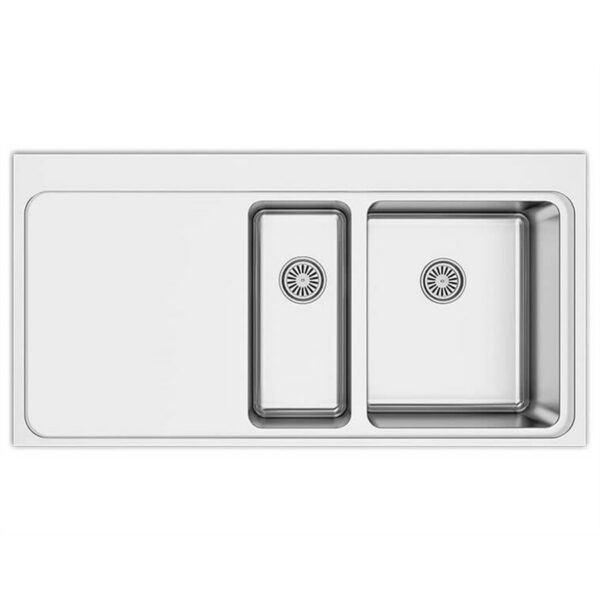 Asil 1.5 Bowl Sink 100 x 52 cms Left Drain Flush Mount