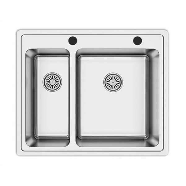 Asil 2 Bowl Sink 116 x 52 cm Left Drain Flush Mount