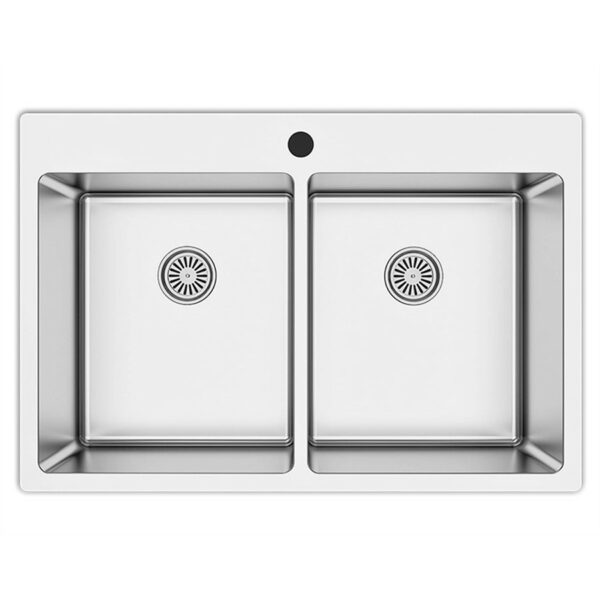 Asil 2 Bowl Sink 74 x 50.0cms NO Drain U/Mount
