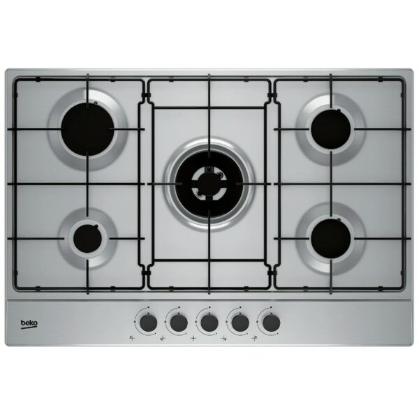 Beko Hob Gas 5 Burner S/Steel 75cm