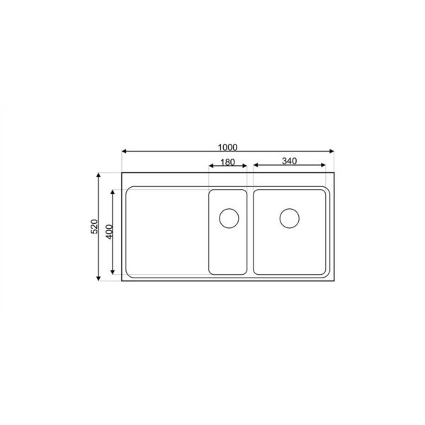 Asil 1.5 Bowl Sink 100 x 52 cms Left Drain Flush Mount - Image 2