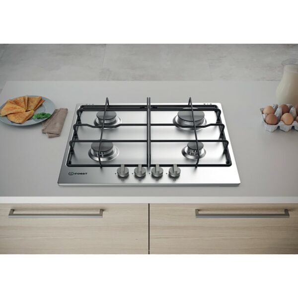 Indesit Hob Gas 4 Burner Stainless Steel - Image 2