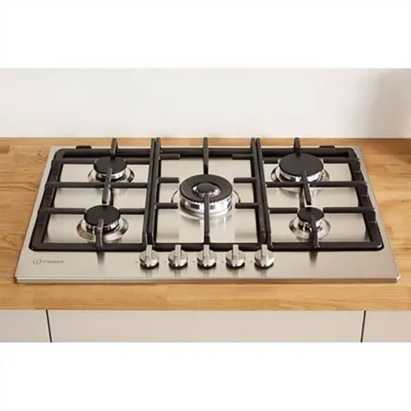 Indesit Hob Gas 5 Burner Stainless Steel - Image 2