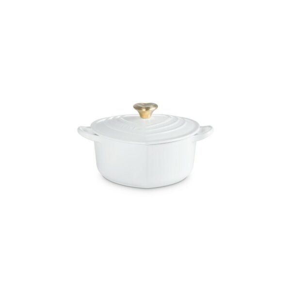 Le Creuset Heart Cass. White+Gold Knob