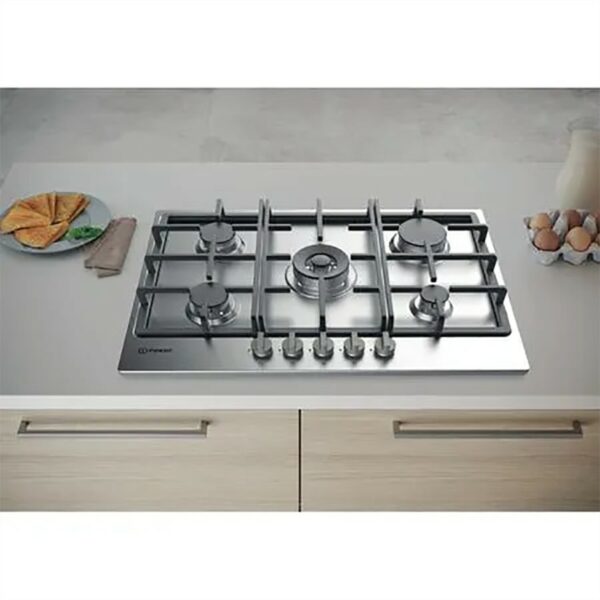 Indesit Hob Gas 5 Burner Stainless Steel - Image 3