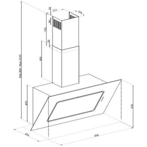 Beko Hood Slanting Glass Black 90 cm - Image 3