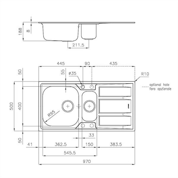 Foster Sink FM Marine St/St 97x50 - Image 2