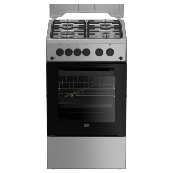 Beko Cooker Gas Black & S/Steel 4 Burner