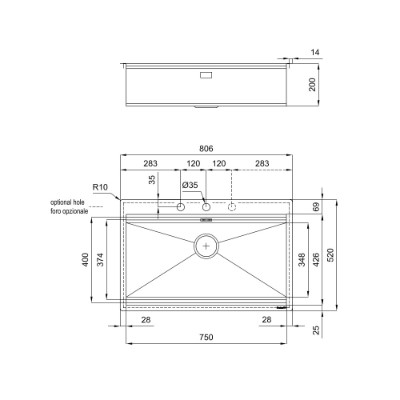 Foster Sink Milanello Gold Flush Mount - Image 2