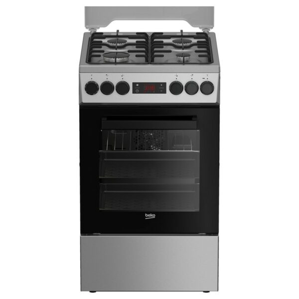Beko Cooker Gas Black & S/Steel 4 Burner